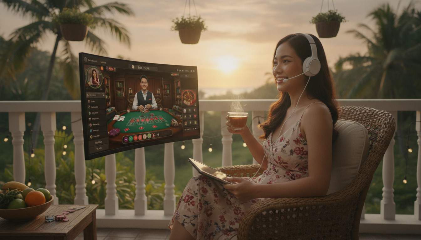 Player enjoying live casino gaming
